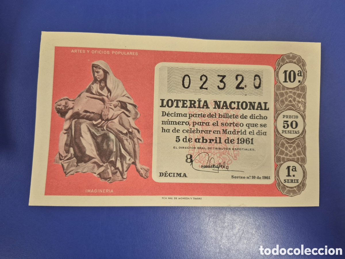 Loter&iacute;a Nacional: LOTERIA NACIONAL SORTEO 10 DE 1961 SERIE 1