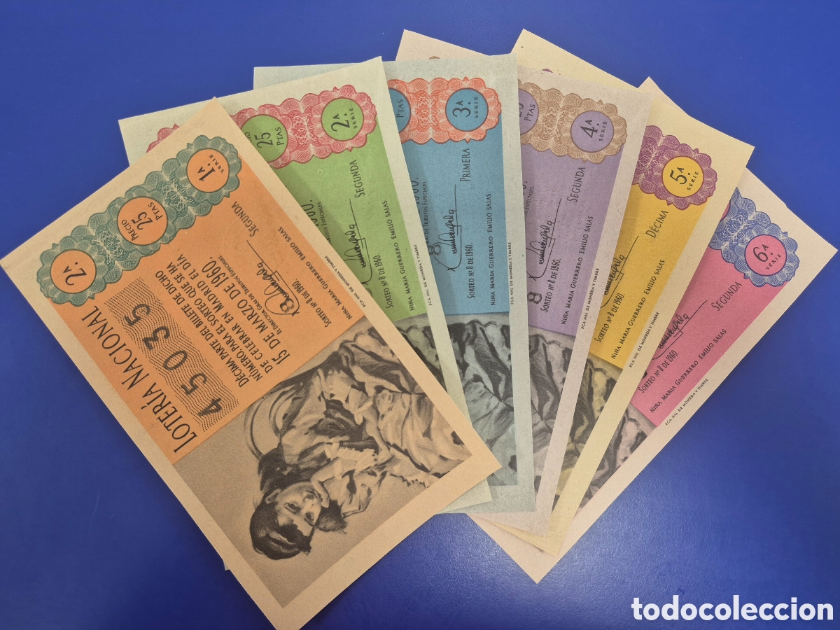 Loter&iacute;a Nacional: LOTERIA NACIONAL SORTEO 8 DE 1960 SERIE COMPLETA