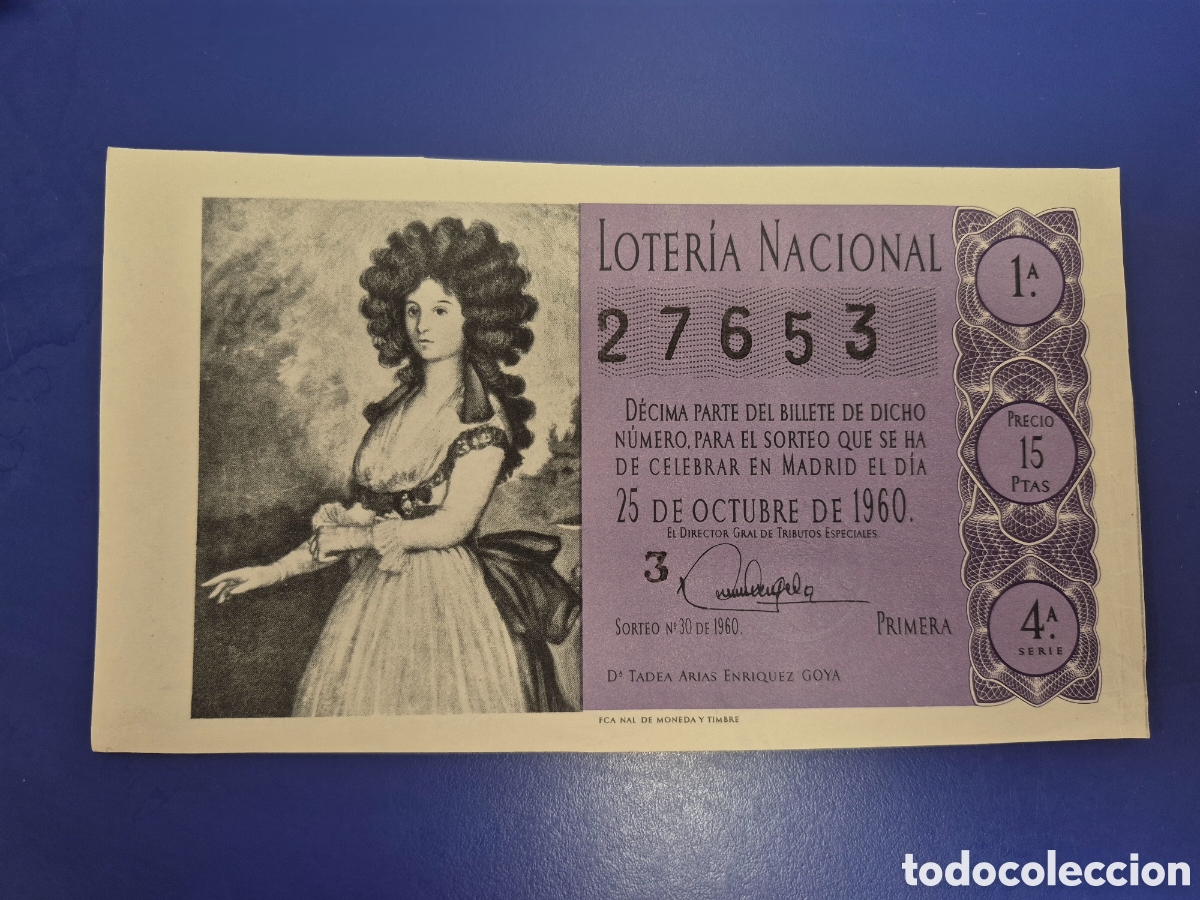 Loter&iacute;a Nacional: LOTERIA NACIONAL SORTEO 30 DE 1960 SERIE 4