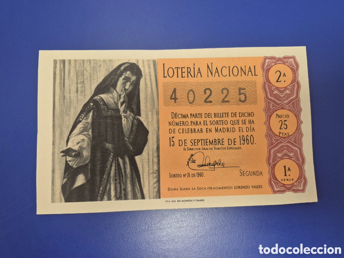 Loter&iacute;a Nacional: LOTERIA NACIONAL SORTEO 26 DE 1960 SERIE 1