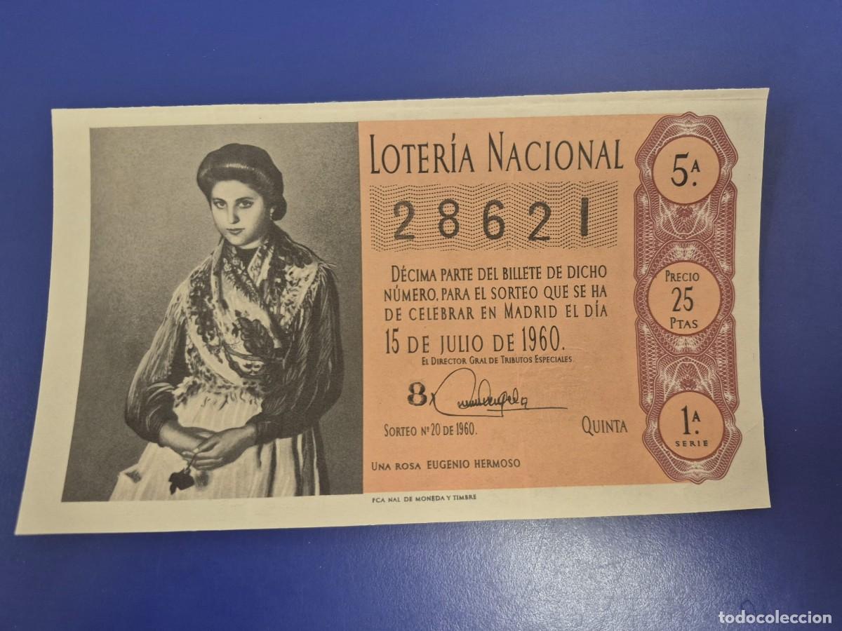 Loter&iacute;a Nacional: LOTERIA NACIONAL SORTEO 20 DE 1960 SERIE 1