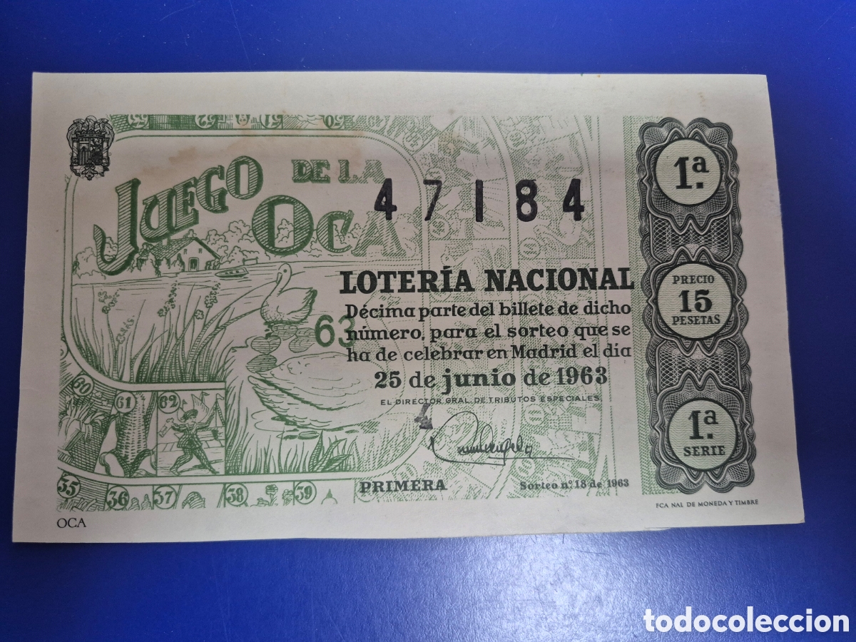 Loter&iacute;a Nacional: LOTERIA NACIONAL SORTEO 18 DE 1963 SERIE 1