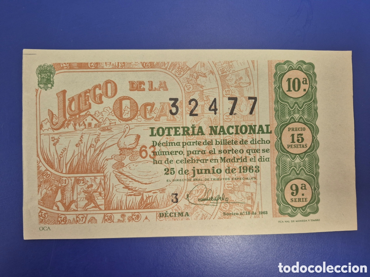 Loter&iacute;a Nacional: LOTERIA NACIONAL SORTEO 18 DE 1963 SERIE 9