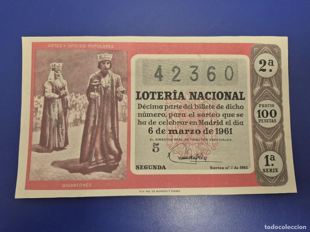 Loter&iacute;a nacional: LOTERIA NACIONAL SORTEO 7 DE 1961 SERIE 1