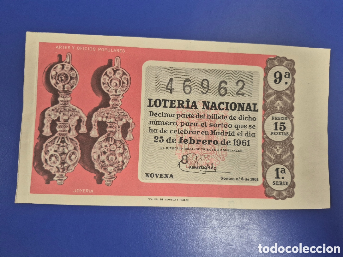 Loter&iacute;a nacional: LOTERIA NACIONAL SORTEO 6 DE 1961 SERIE 1