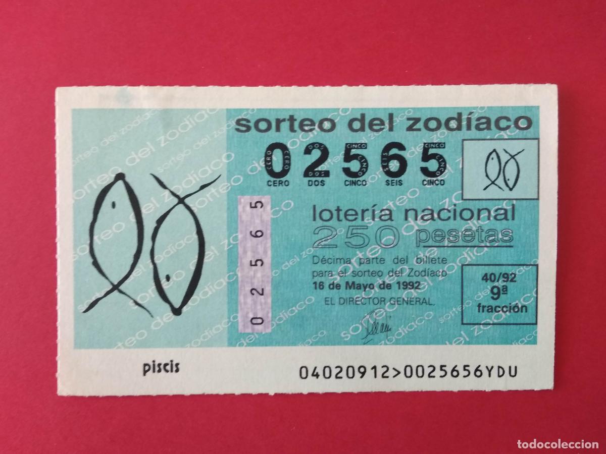 Loter&iacute;a nacional: DECIMO DE LOTERIA NACIONAL A&Ntilde;O 1992 SORTEO DEL ZODIACO N&ordm; 40 PISCIS