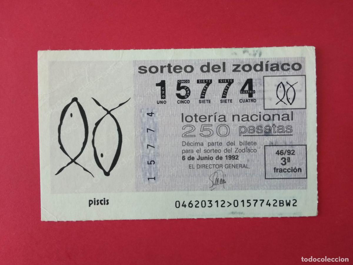Loterie Nationale: DECIMO DE LOTERIA NACIONAL A&Ntilde;O 1992 SORTEO DEL ZODIACO N&ordm; 46 PISCIS