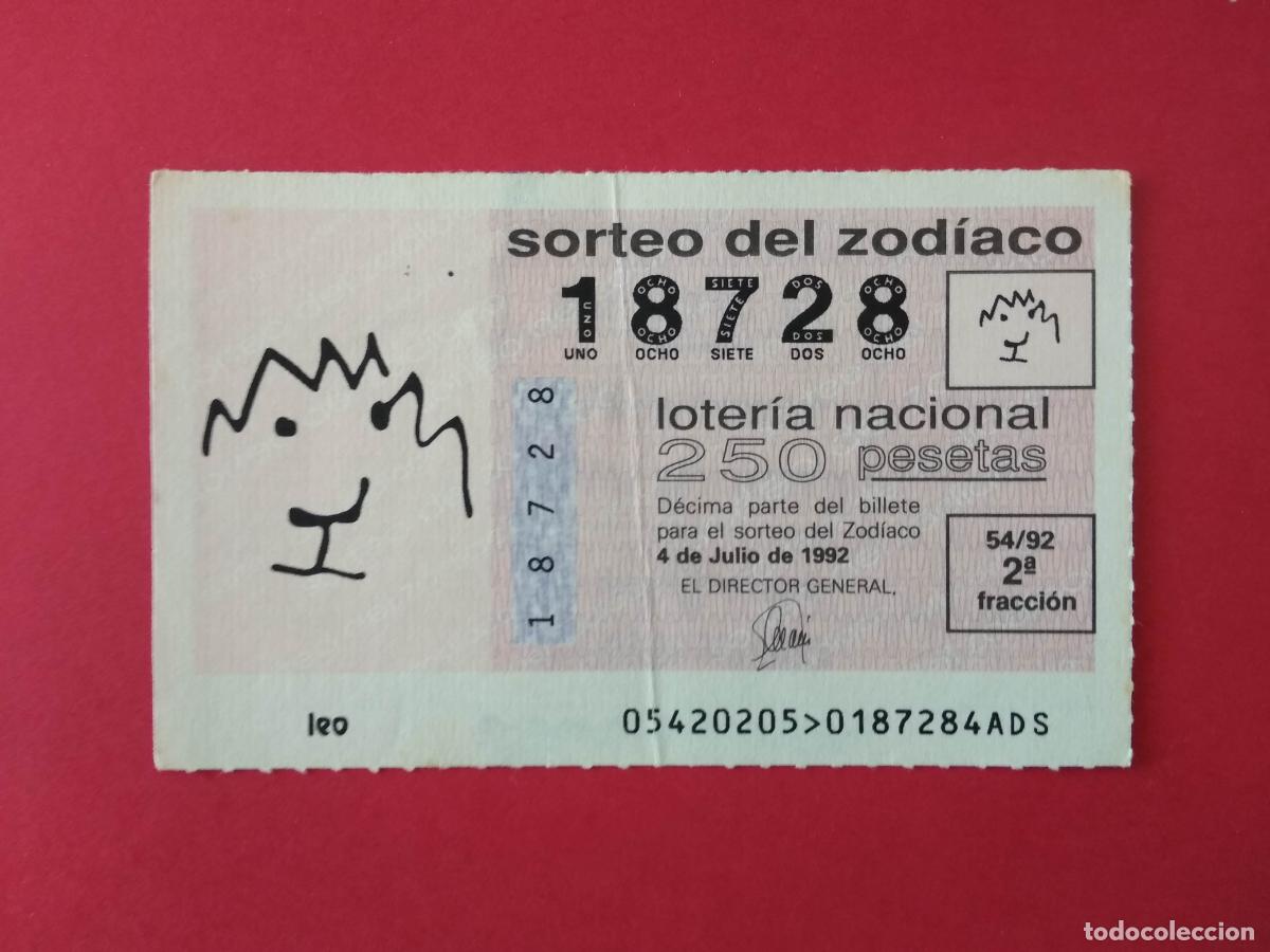 Loterie Nationale: DECIMO DE LOTERIA NACIONAL A&Ntilde;O 1992 SORTEO DEL ZODIACO N&ordm; 54 LEO