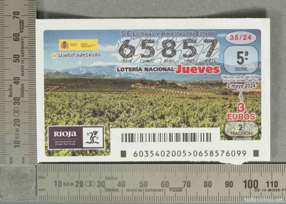 Loterie Nationale: DECIMO LOTERIA. Loter&iacute;a Nacional - Sorteo de Jueves 2024 rioja