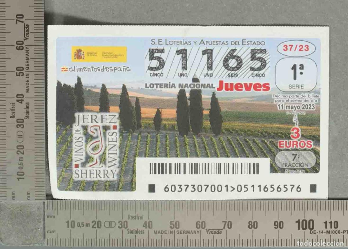 Loterie Nationale: DECIMO LOTERIA. D&eacute;cimo Loter&iacute;a Nacional Jueves - Vinos de Jerez Sherry 11 mayo 2023