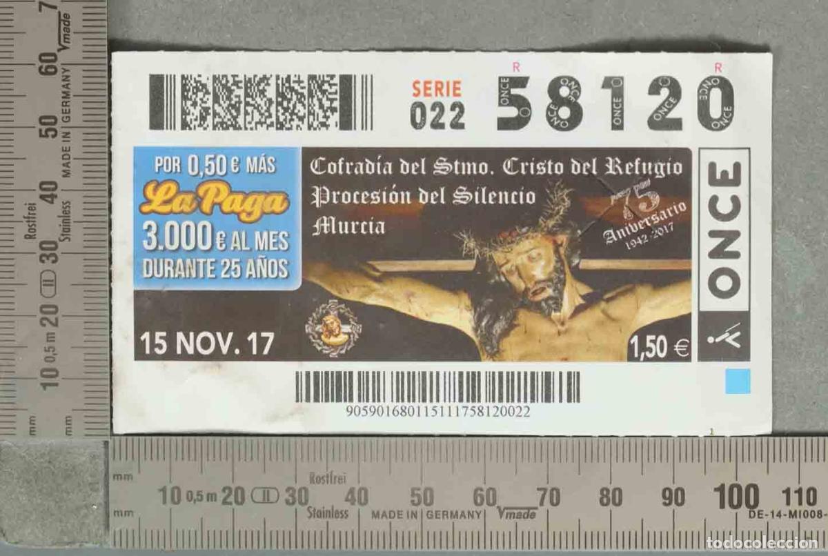 Loterie Nationale: DECIMO LOTERIA. - Cofrad&iacute;a del Sant&iacute;simo Cristo del silencio MURCIA 15 NOV 2017