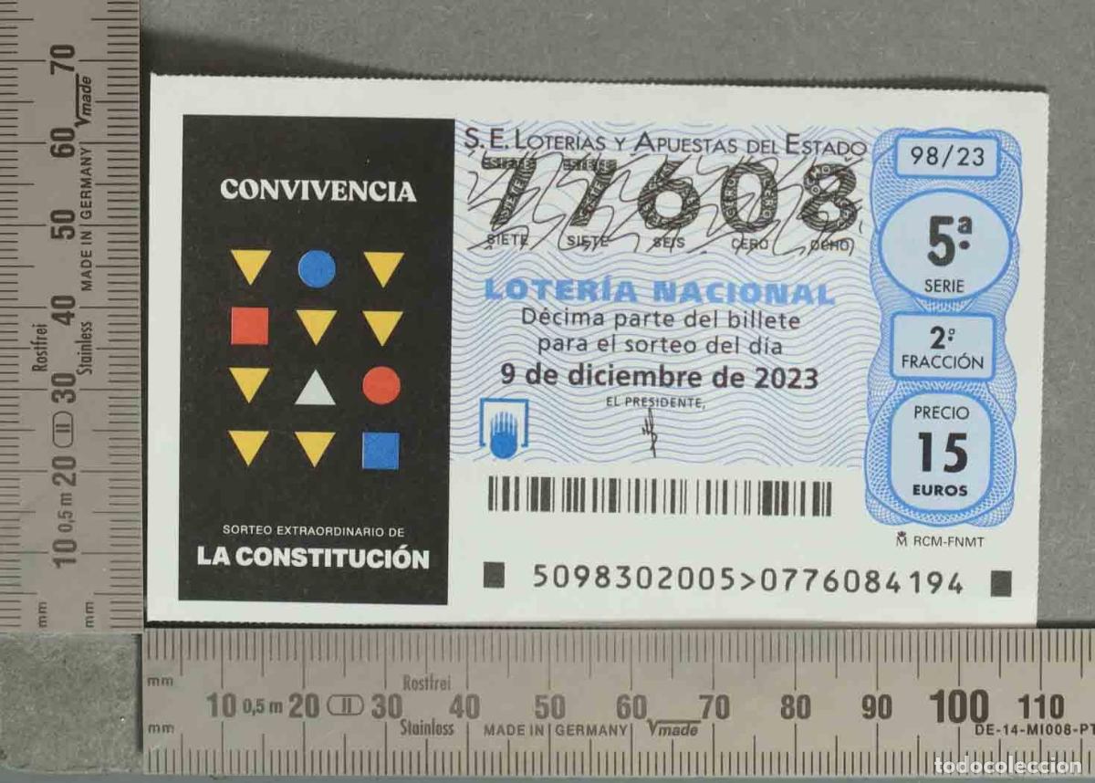 Loterie Nationale: DECIMO LOTERIA. - Sorteo Extraordinario de la Constituci&oacute;n - 9 de diciembre 2023