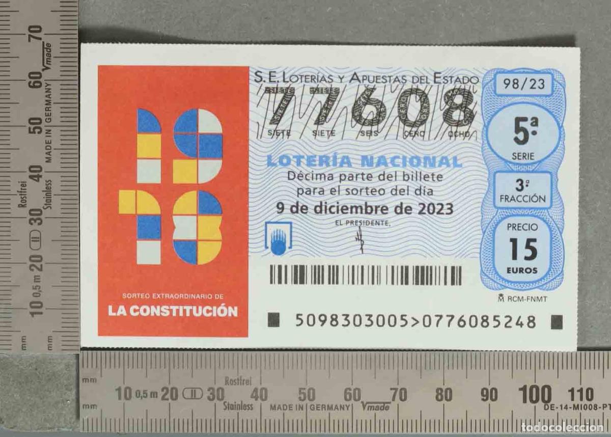 Loterie Nationale: DECIMO LOTERIA. Sorteo Extraordinario de la Constituci&oacute;n 9 de diciembre de 2023