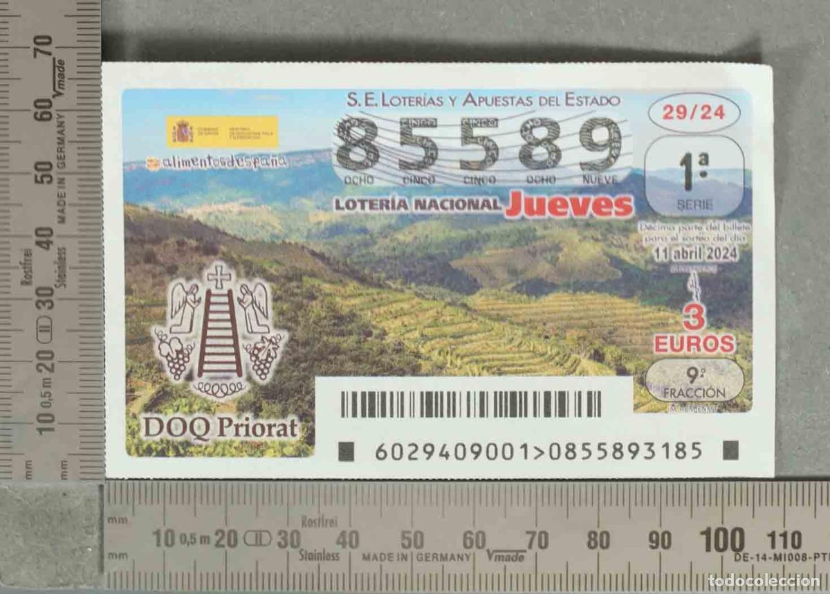 Loter&iacute;a nacional: DECIMO LOTERIA. D&eacute;cimo Loter&iacute;a Nacional - Vino DOQ Priorat 11 ABRIL 2024