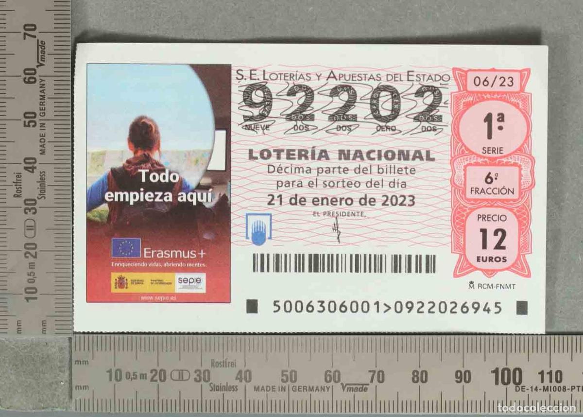 Loter&iacute;a nacional: DECIMO LOTERIA. D&eacute;cimo de Loter&iacute;a Nacional - S.E. Loter&iacute;as y Apuestas del Estado - 21 de enero - To