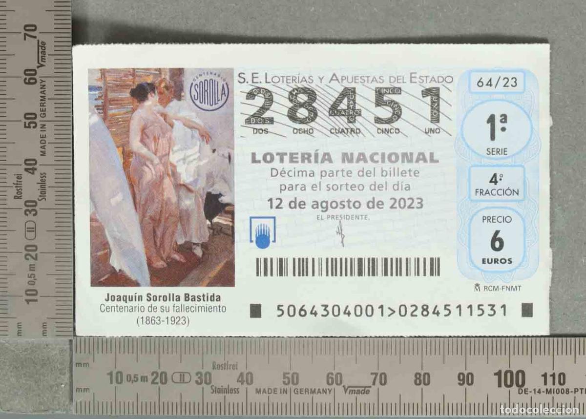 Loter&iacute;a nacional: DECIMO LOTERIA. 12 de agosto de 2023 12 de agosto - Joaqu&iacute;n Sorolla Bastida