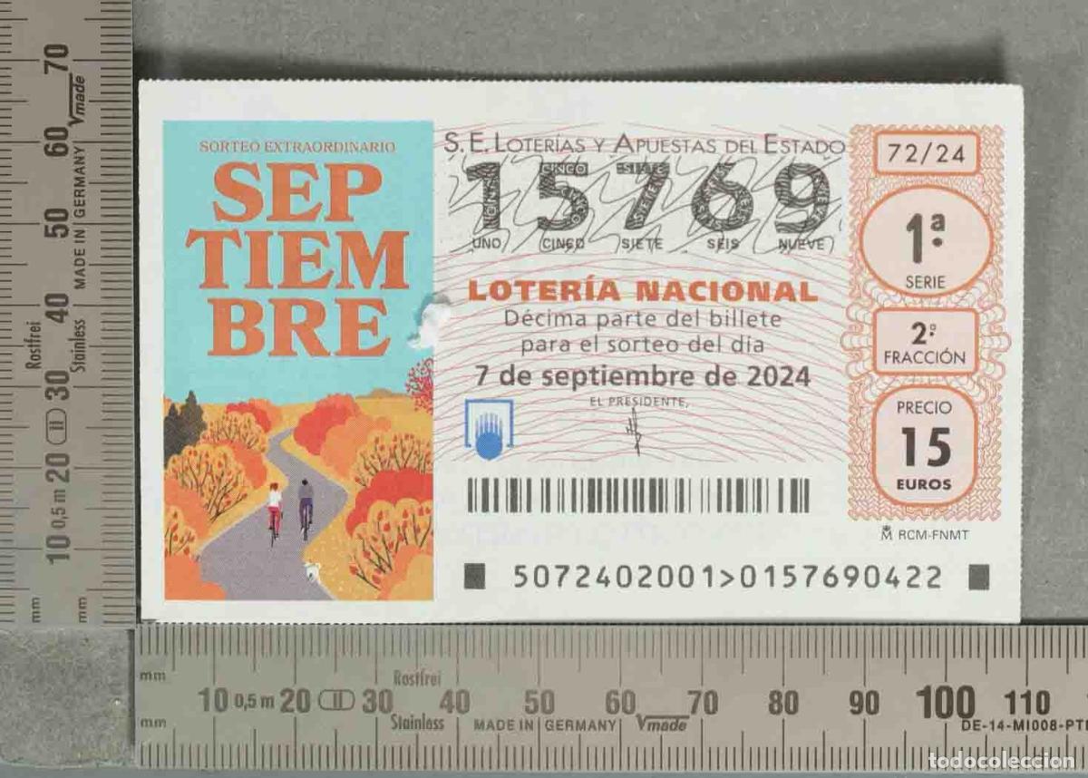 Loter&iacute;a nacional: DECIMO LOTERIA. Loter&iacute;a Nacional - S.E. Loter&iacute;as y Apuestas del Estado 7 SEPT 2024. SORTEO EXTRAORDI
