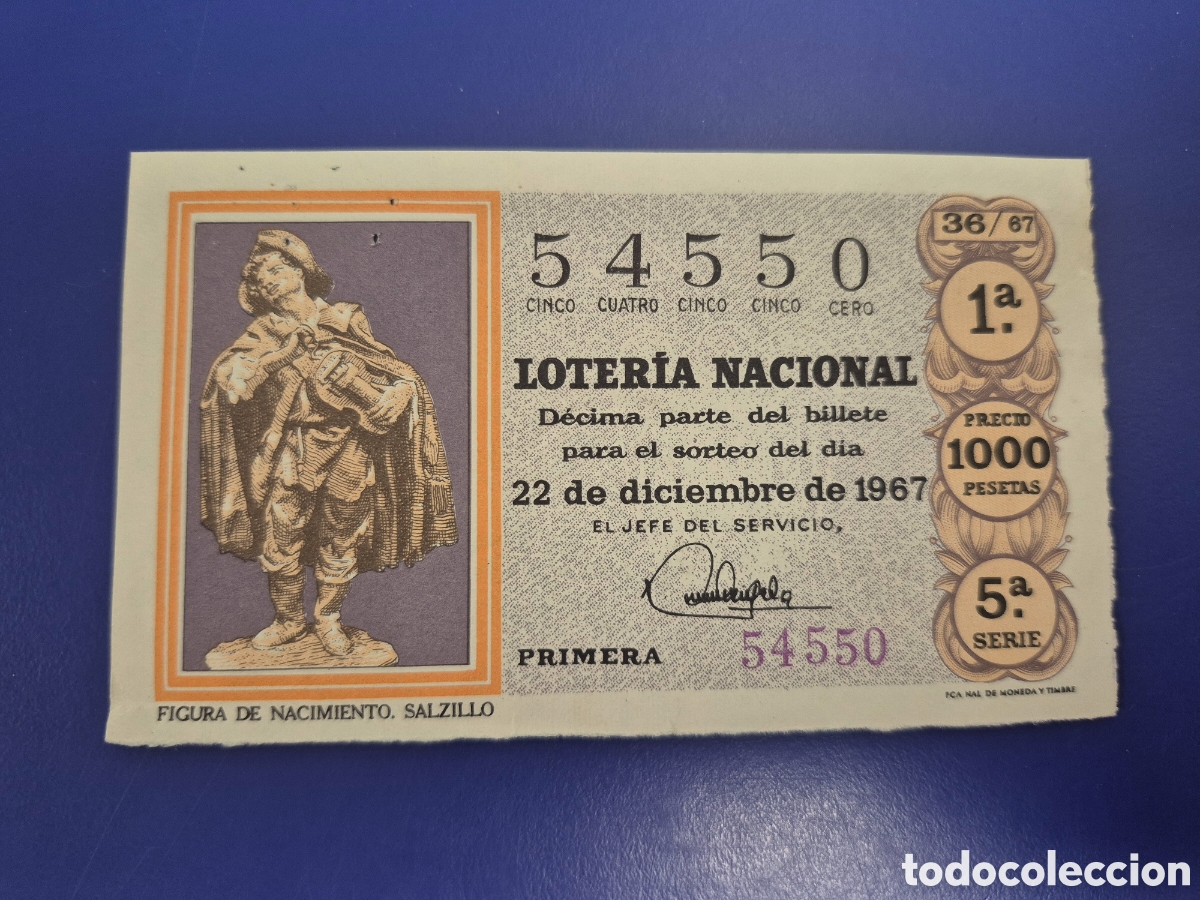 Loter&iacute;a nacional: LOTERIA NACIONAL SORTEO 36 DE 1967 NAVIDAD SERIE 5