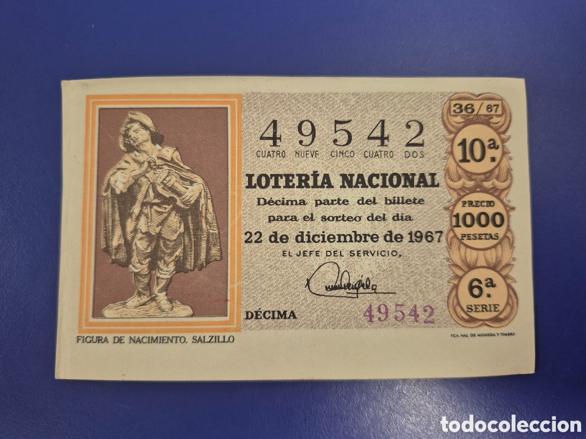 Loter&iacute;a nacional: LOTERIA NACIONAL SORTEO 36 DE 1967 NAVIDAD SERIE 6