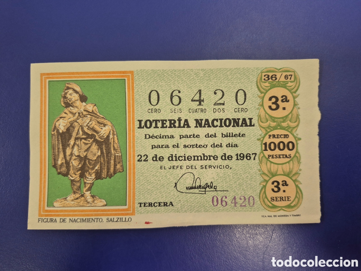 Loter&iacute;a nacional: LOTERIA NACIONAL SORTEO 36 DE 1967 NAVIDAD SERIE 3