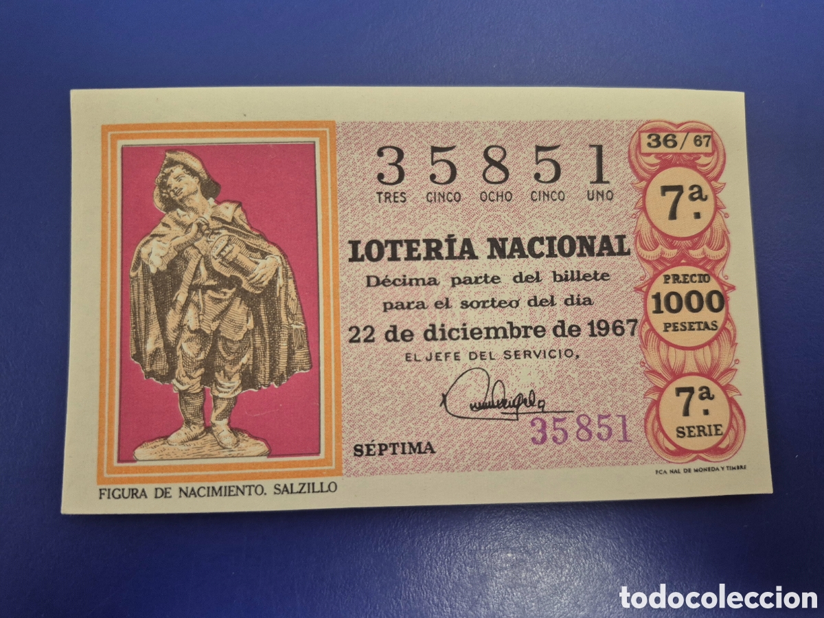 Loter&iacute;a nacional: LOTERIA NACIONAL SORTEO 36 DE 1967 NAVIDAD SERIE 7