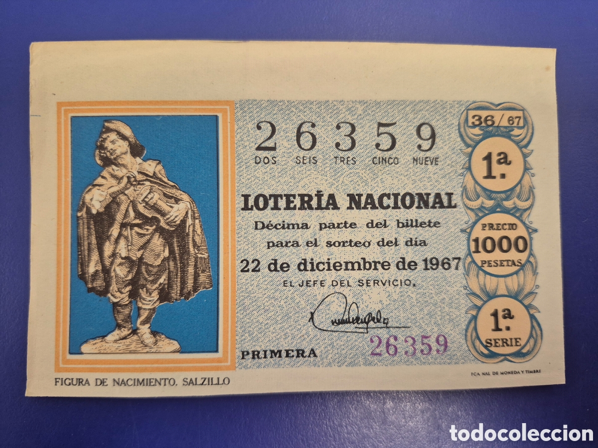 Loter&iacute;a nacional: LOTERIA NACIONAL SORTEO 36 DE 1967 NAVIDAD SERIE 1