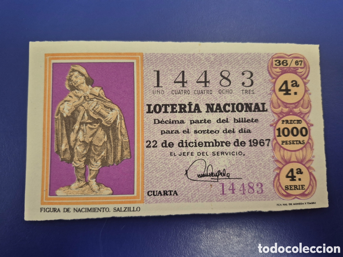 Loter&iacute;a nacional: LOTERIA NACIONAL SORTEO 36 DE 1967 NAVIDAD SERIE 4