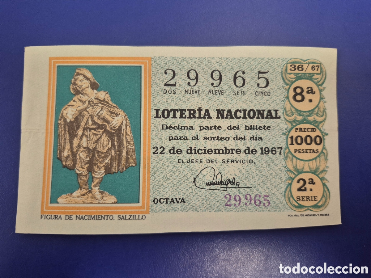 Loter&iacute;a nacional: LOTERIA NACIONAL SORTEO 36 DE 1967 NAVIDAD SERIE 2