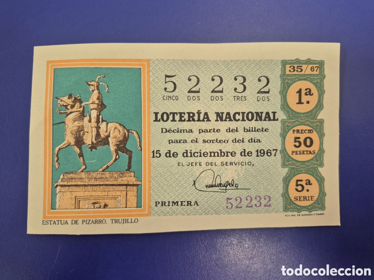 Loter&iacute;a nacional: LOTERIA NACIONAL SORTEO 35 DE 1967 SERIE 5