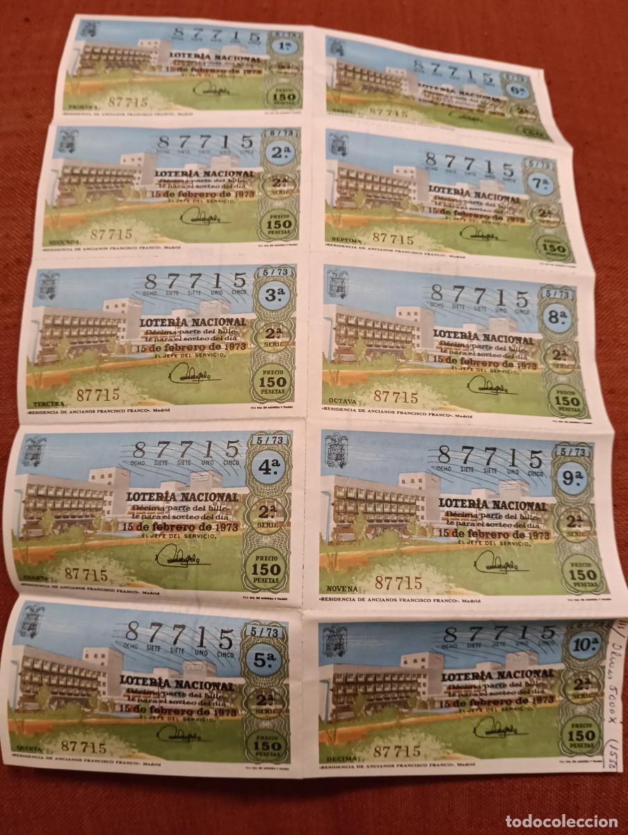 Loter&iacute;a nacional: Lote Loter&iacute;a Nacional 1973 - Billete Entero S&egrave;rie Completa (10 D&eacute;cimos) + Pareja Vald&eacute;s - Barcelona