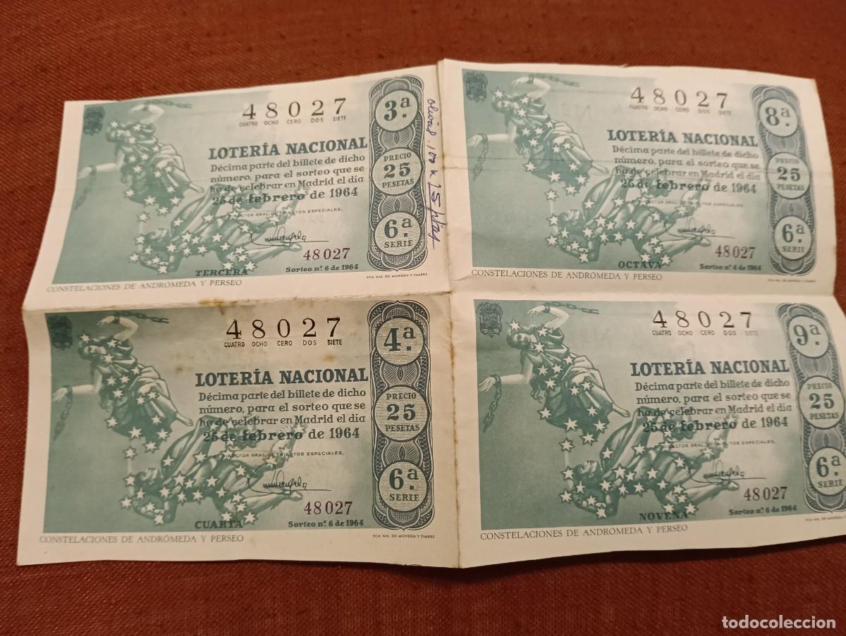 Loter&iacute;a nacional: Bloque 4 D&eacute;cimos Correlativos Loter&iacute;a Nacional 1964 - Constelaciones de Andr&oacute;meda y Perseo - Cu&ntilde;o D