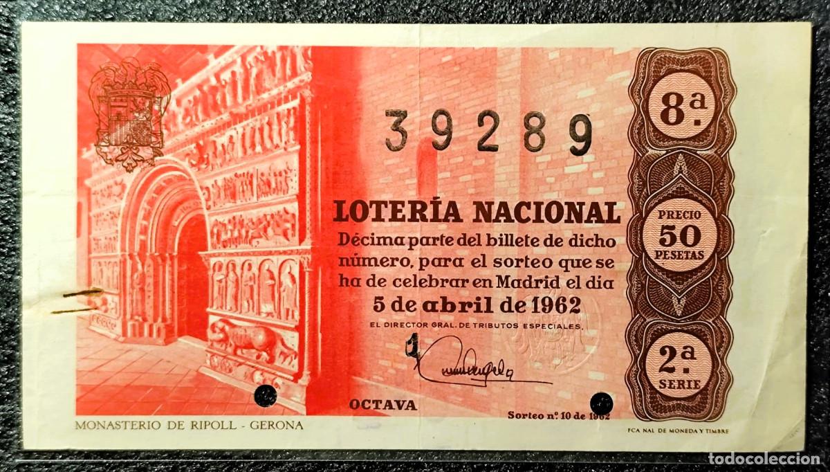 Loter&iacute;a nacional: Espa&ntilde;a &ndash; D&eacute;cimo Loter&iacute;a Nacional (5/04/1962) Motivo: Monasterio de Ripoll (Gerona) &ndash; Lote 2345