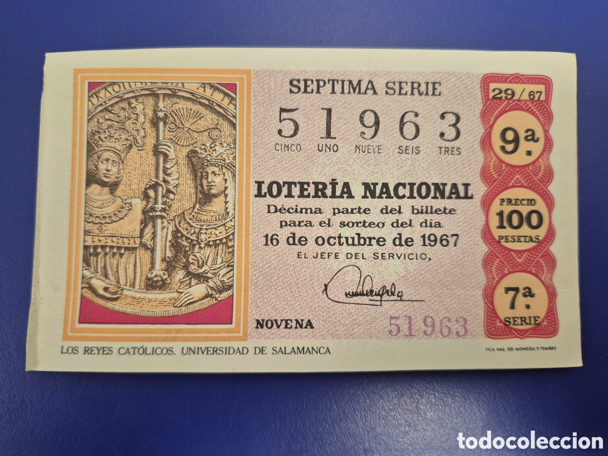 Loter&iacute;a nacional: LOTERIA NACIONAL SORTEO 29 DE 1967 SERIE 7