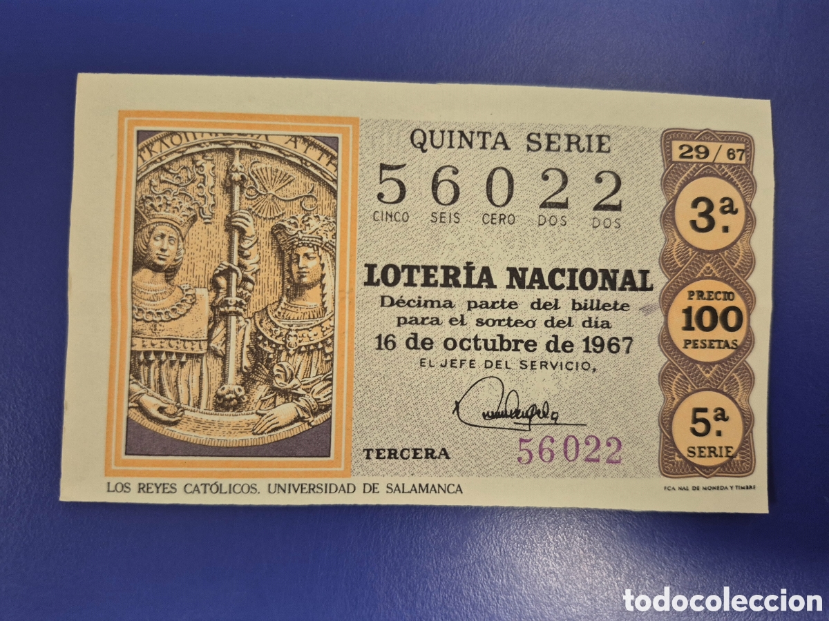 Loter&iacute;a nacional: LOTERIA NACIONAL SORTEO 29 DE 1967 SERIE 5