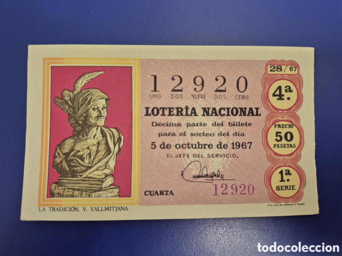 Loter&iacute;a nacional: LOTERIA NACIONAL SORTEO 28 DE 1967 SERIE 1