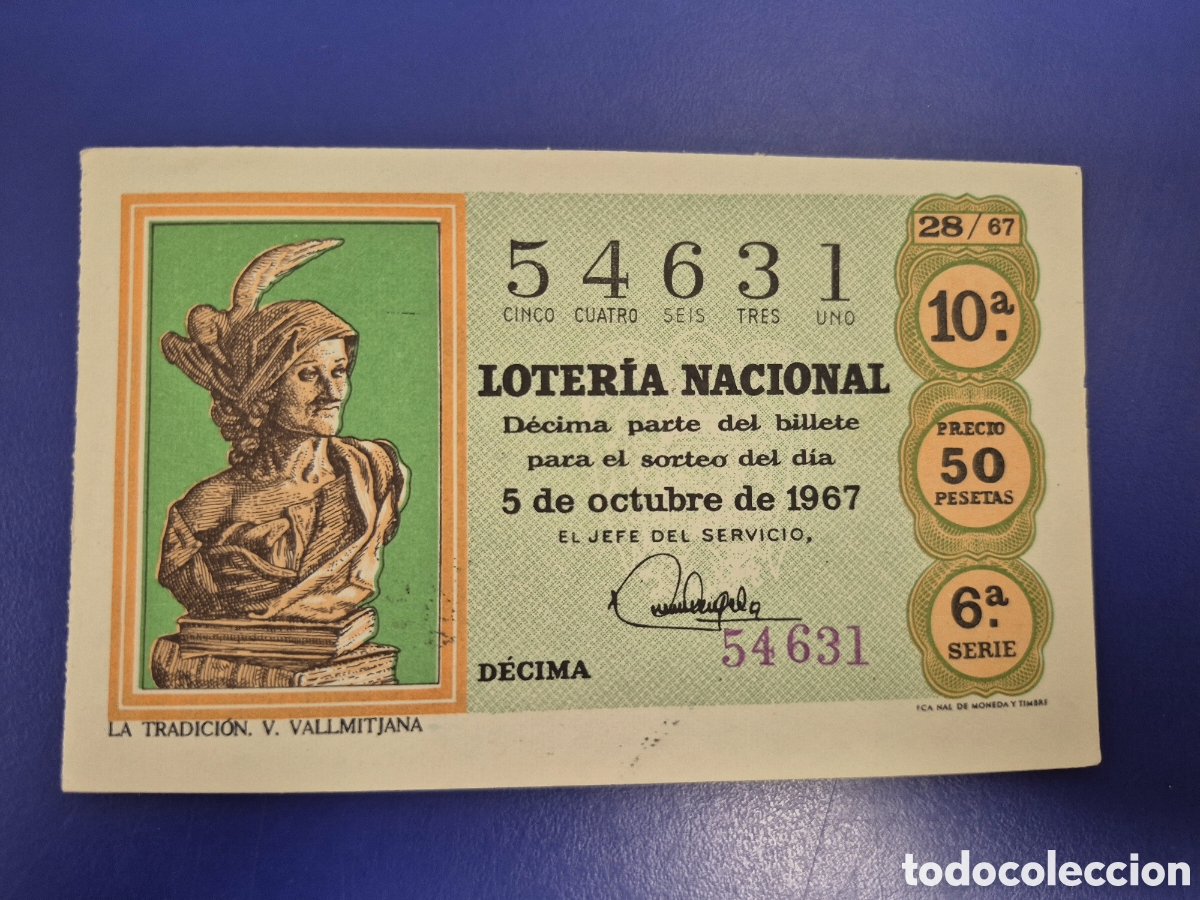 Loter&iacute;a nacional: LOTERIA NACIONAL SORTEO 28 DE 1967 SERIE 6