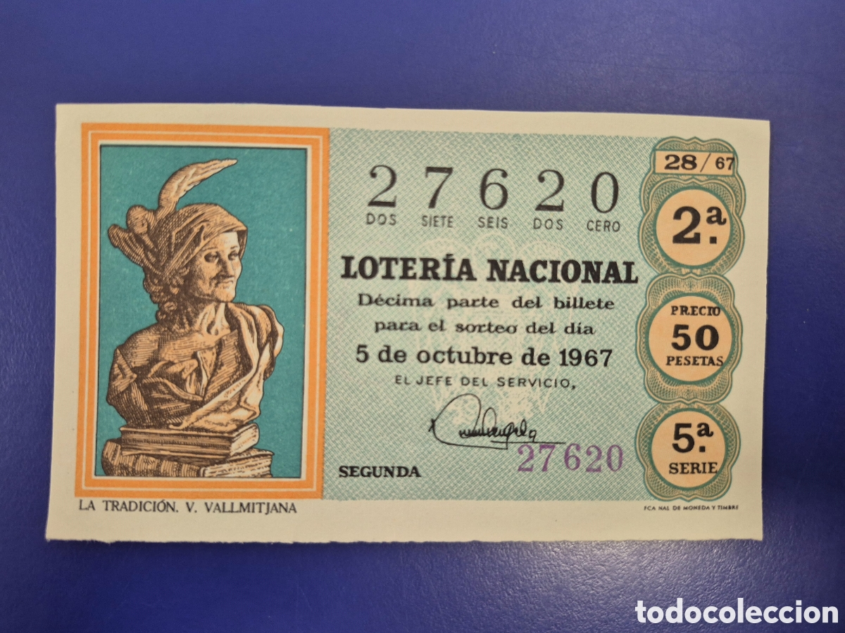 Loter&iacute;a nacional: LOTERIA NACIONAL SORTEO 28 DE 1967 SERIE 5