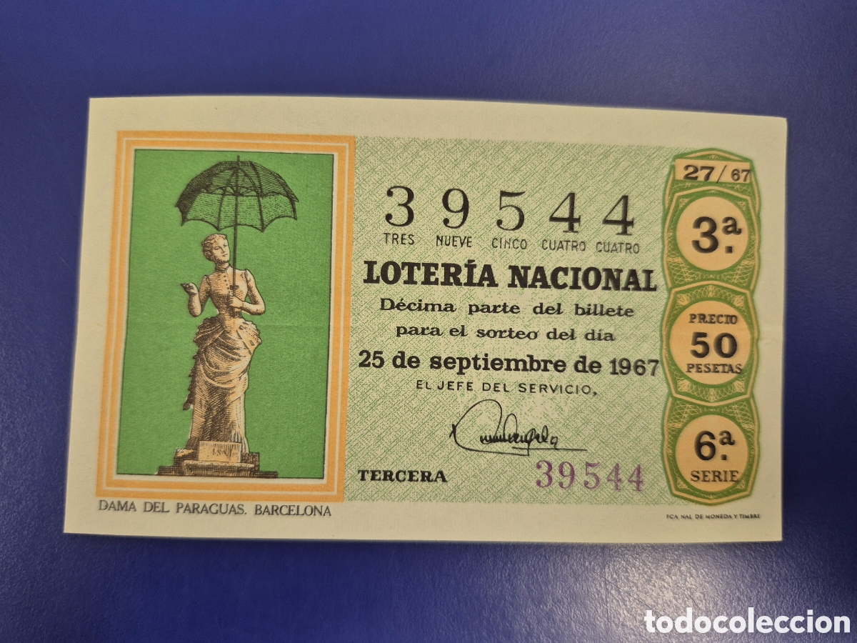 Loter&iacute;a nacional: LOTERIA NACIONAL SORTEO 27 DE 1967 SERIE 6