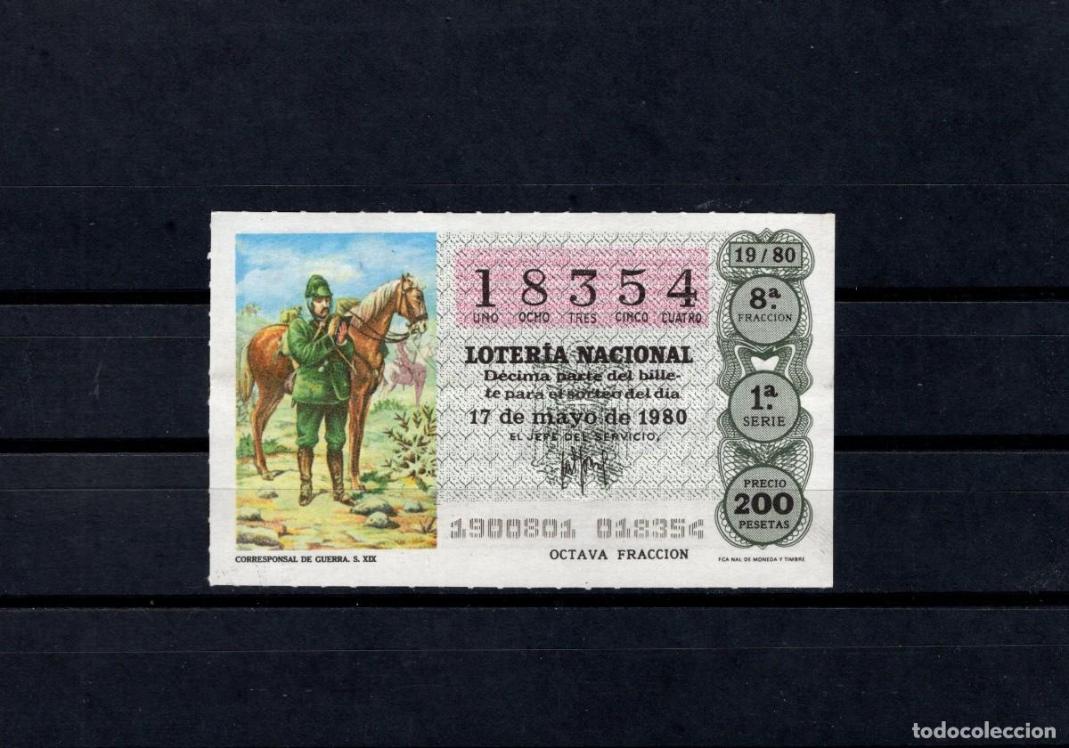 Loter&iacute;a nacional: L. Nacional 17 Mayo 1980. Corresponsal Guerra. n&ordm; 18354. Admon n&ordm; 15. Rialto. Madrid.