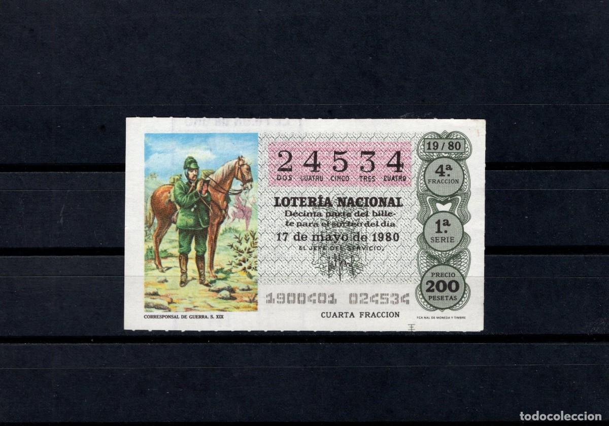 Loter&iacute;a nacional: L. Nacional 17 Mayo 1980. Corresponsal Guerra. n&ordm; 24534. Admon 111. Madrid.