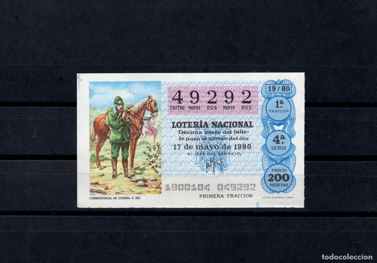 Loter&iacute;a nacional: L. Nacional 17 Mayo 1980. Corresponsal Guerra. n&ordm; 49292. Administraci&oacute;n 1. Salamanca. Desaparecida.