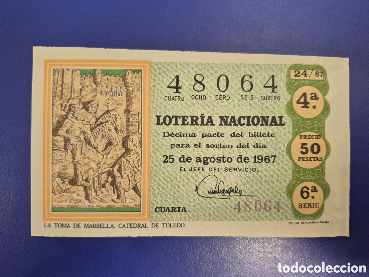 Loter&iacute;a nacional: LOTERIA NACIONAL SORTEO 24 DE 1967 SERIE 6