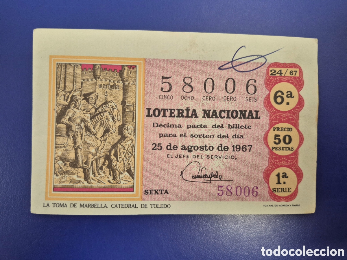 Loter&iacute;a nacional: LOTERIA NACIONAL SORTEO 24 DE 1967 SERIE 1