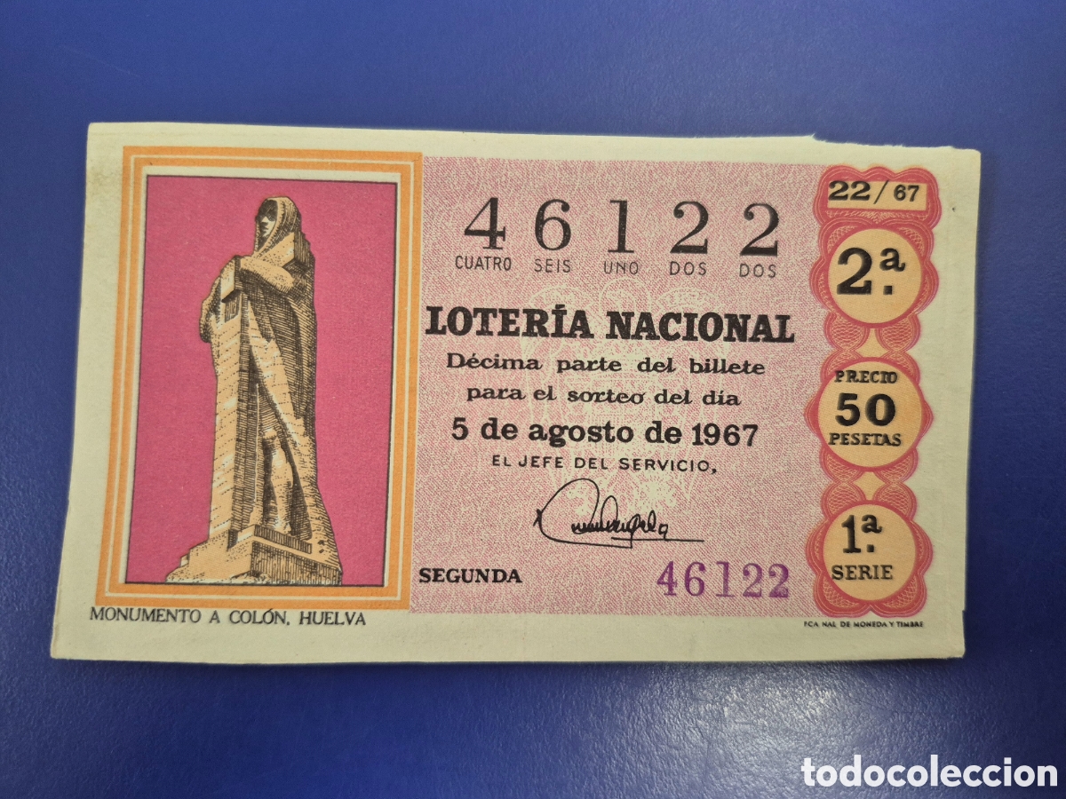 Loter&iacute;a nacional: LOTERIA NACIONAL SORTEO 22 DE 1967 SERIE 1