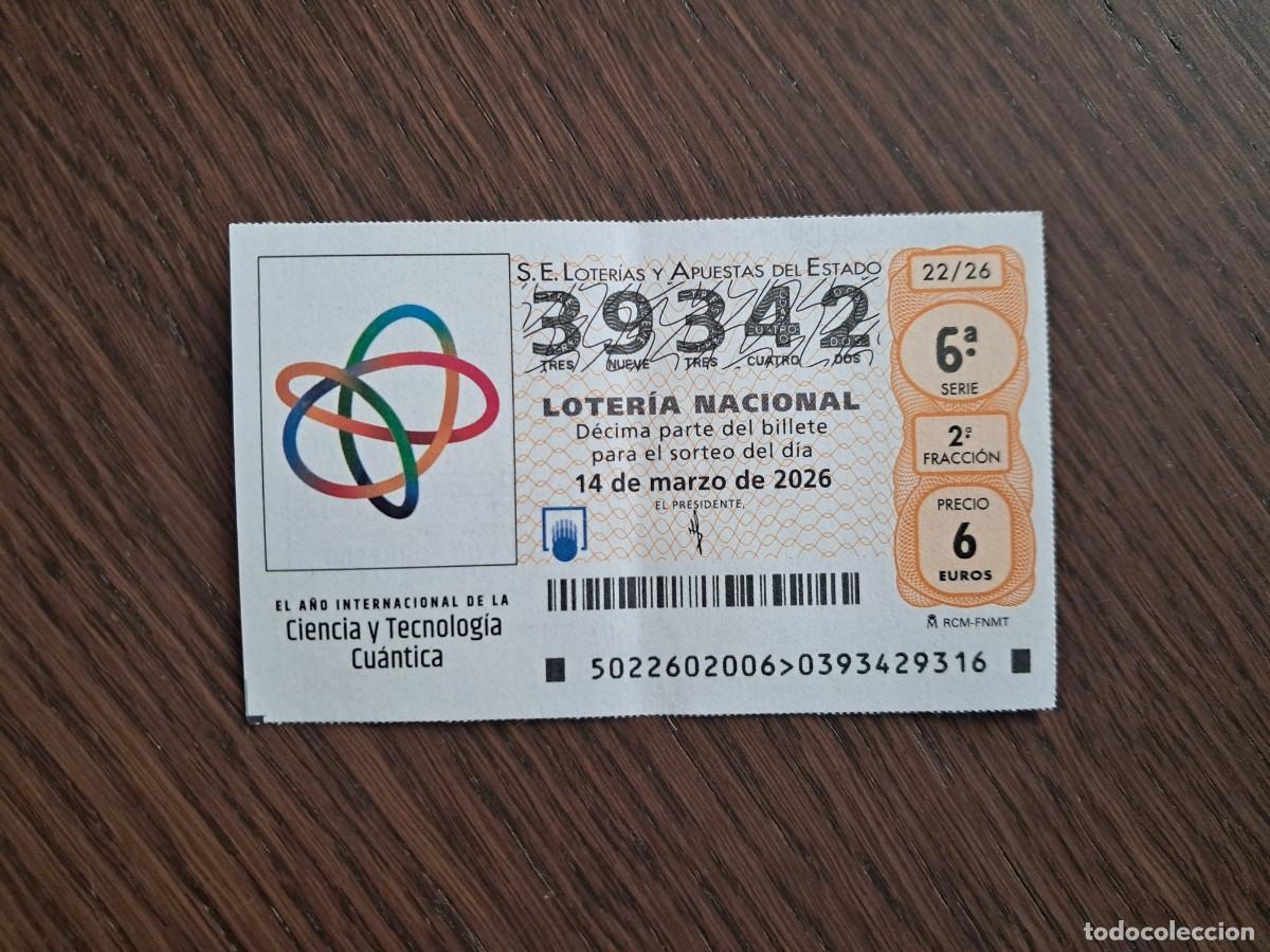 Loter&iacute;a nacional: d&eacute;cimo loter&iacute;a 14-03-26, a&ntilde;o internacional de la ciencia y tecnolog&iacute;a cu&aacute;ntica. 22/26.