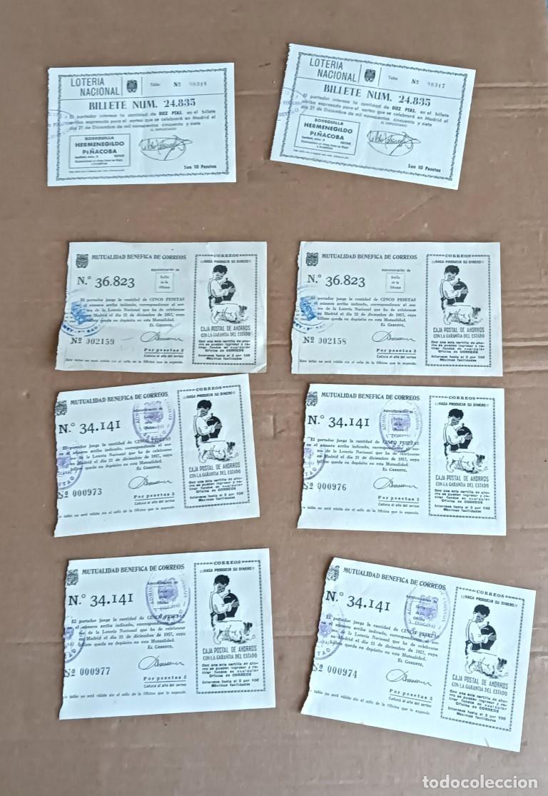 Loter&iacute;a nacional: 6 participaciones La Loter&iacute;a Nacional de 1957 &ndash; bodeguilla Hermenegildo Pe&ntilde;acoba &ndash; Sestao - correos