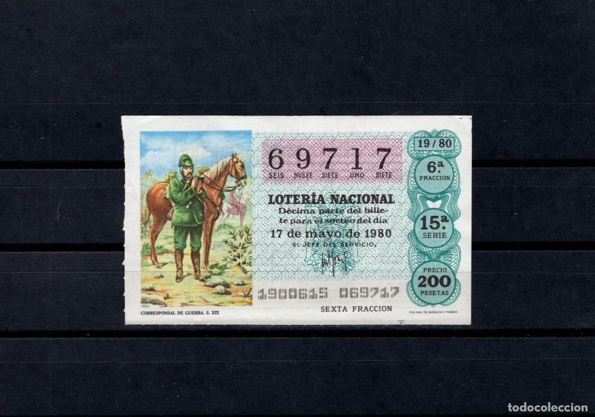 Loter&iacute;a nacional: L. Nacional 17 Mayo 1980. Corresponsal de Guerra. N&ordm; 69717. Admon. 125 La Pica en Flandes. Madrid. D
