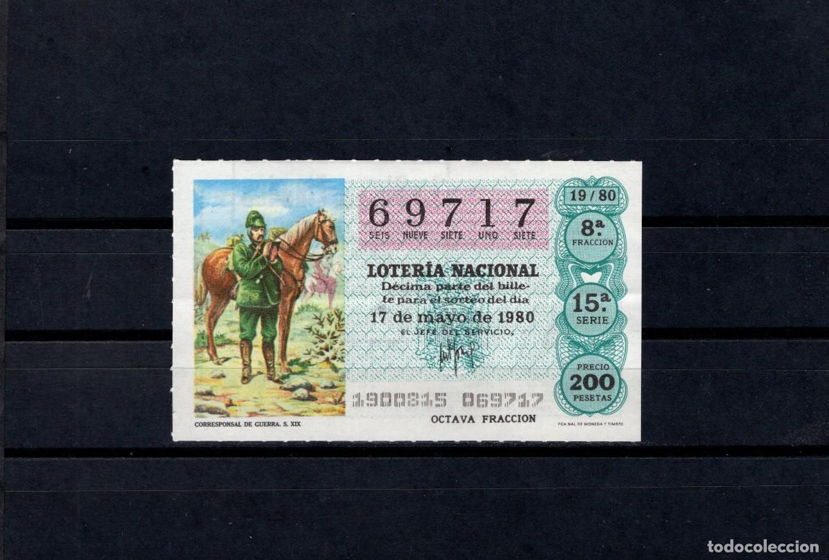 Loter&iacute;a nacional: L. Nacional 17 Mayo 1980. Corresponsal de Guerra. N&ordm; 69717. Admon. 125 La Pica en Flandes. Madrid. D