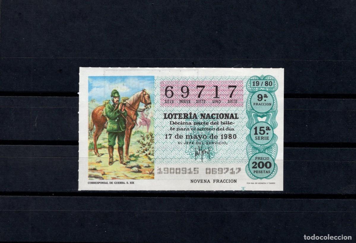 Loter&iacute;a nacional: L. Nacional 17 Mayo 1980. Corresponsal de Guerra. N&ordm; 69717. Admon. 125 La Pica en Flandes. Madrid. D