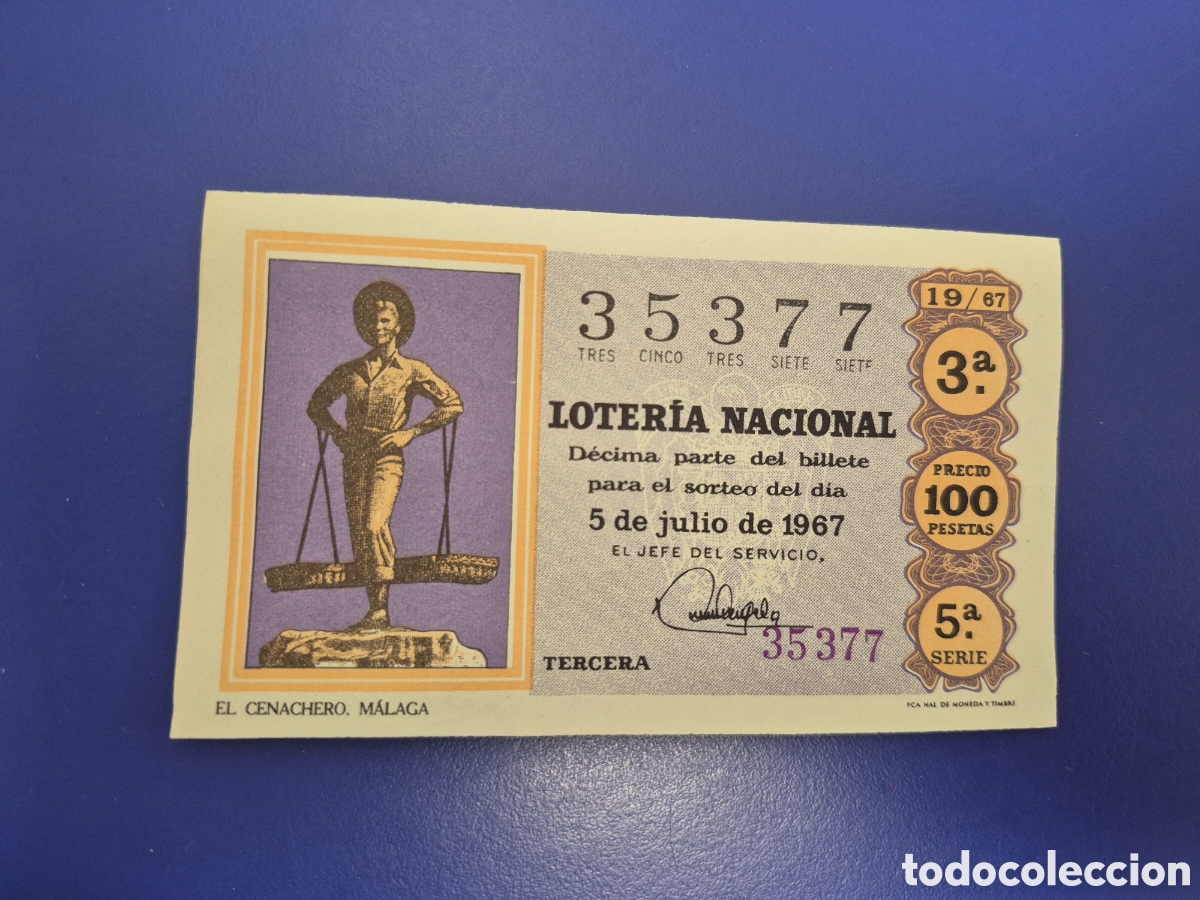 Loter&iacute;a nacional: LOTERIA NACIONAL SORTEO 19 DE 1967 SERIE 5